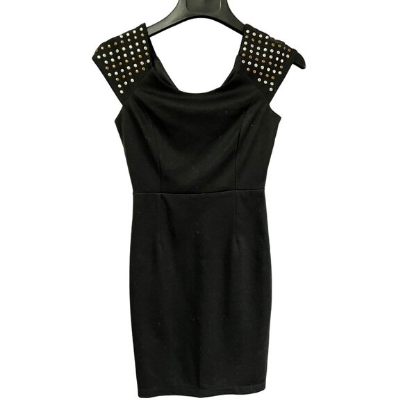 Wet Seal Little Black Dress with Studs Sz Small Womens Bodycon Fitted Minidress - Picture 5 of 9
